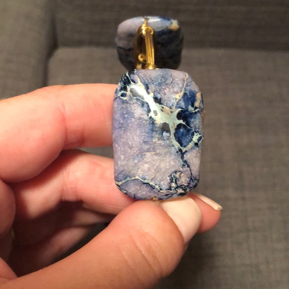 Blue Stone Gold Wrapped Wire Bangle - Picture 5 of 7